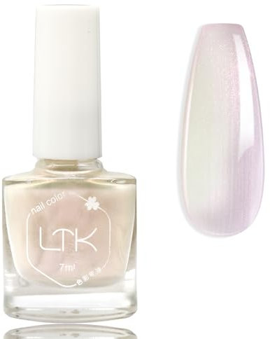Pearl Nail Polish - White Nail Varnish Aurora Iridescent Shimmer White Mermaid Nail Drawing - Summer Glitter Quick Drying Nail Polish No Need Baking & Easy to Apply Nail Polish for Women