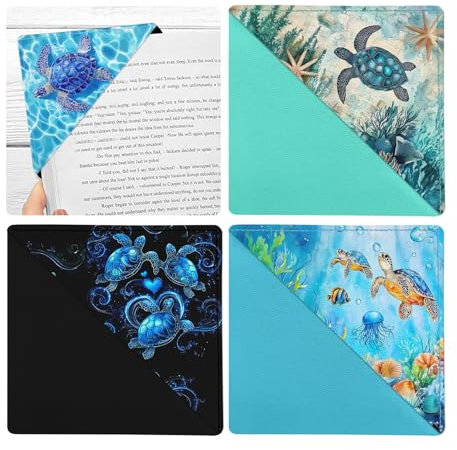 bolimoss Niedliche Meeresschildkröten-Lesezeichen, lustiges Buchzubehör für Buchliebhaber, Leder-Lesebuch-Seitenmarkierungen für Damen, Herren, Mädchen, Jungen, Kinder, Studenten, Lehrer, Ruhestand,