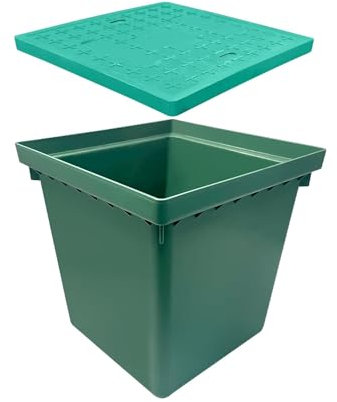 NATOTELA Kabelschacht HDPE 500x500x500mm grün Bodeneinbaudose Sammelbox geeignet für Schwachstromschutz DIY Gewindeanschluss Kunststoffkabelschacht geeignet für Außenszenen wie Gärten Rasen Höfe