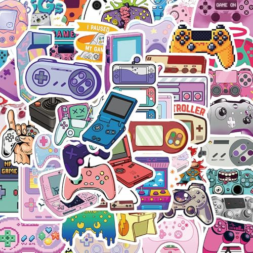 Gamepad Stickers 60Pcs, Gamer Stickers, Cartoon Nostalgia Game Controller Graffiti Sticker, Gaming Stickers, Waterproof Vinyl Stickers for Water Bottle, Guitar, Car, Luggage, Laptop