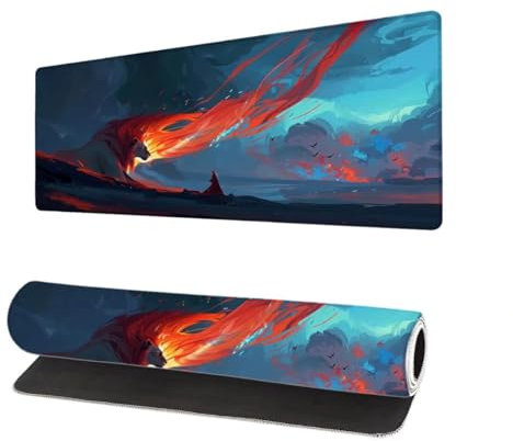 Mauspad XXL 1200x600x3mm, Cool Groß Mousepad Gaming mit Motiv, Löwe Verlängertes Mouse Pad Tastatur Matte, rutschfeste Gummibasis, Vernähte Kanten Anti-Rutsch Mauspad Desk Mat Für Laptop Office K-8