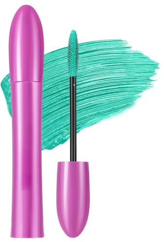 GL-Turelifes Colorful Mascara Bunte Fasermascara Charmante,dicker Pinsel,Curling, langlebige Mascara mit dicken und langen Wimpern, wasserdicht und wischfest (#5 Blauchgrün, Stück)