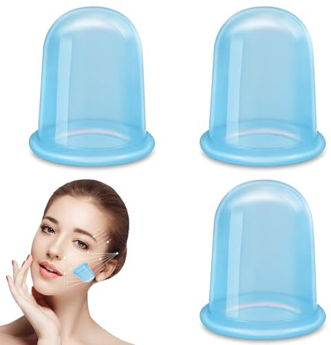 3 Stück Schröpfgläser Silikon,Silikon Schröpfen, Schröpfen Silikon Vacuum Cup,Silikon Schröpfgläser,Vakuum-Saugnapf,Für Hals Gesicht Körper (Blau)