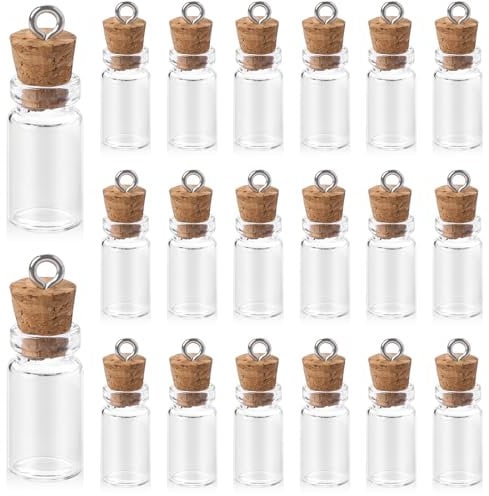 20 Pcs Small Glass Bottles with Cork Lids for DIY Crafts Decoration Christmas Tree Message