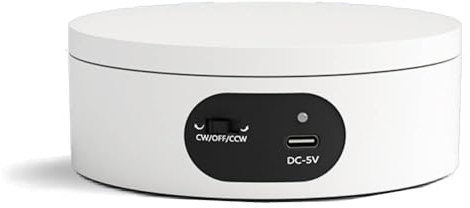 TopHomer 360° Drehteller Elektrisch, 12cm Automatische Displayständer für Produktanzeige Fotografie, Batterie oder USB betrieben (Weiß)