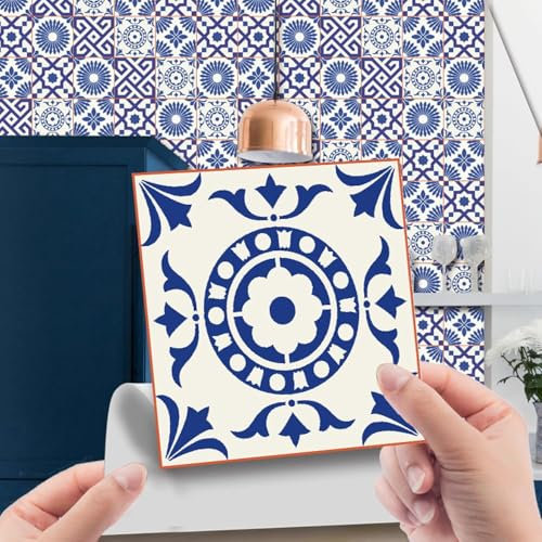WIQUYBML 20cm x 20cm Navy Blue Stick on Tiles Kitchen Splashback Peel and Stick Floor Tiles 3D Self Adhesive Kitchen Wall DIY Art Home Decorations Blue,navy 20x20cm