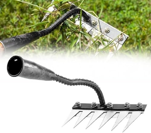 Rastrillo de deshierbe de jardín de acero al carbono, 2025 nuevo rastrillo de hierro resistente para jardinería y deshierbe, rastrillo de jardín de metal muy resistente (6 dientes)