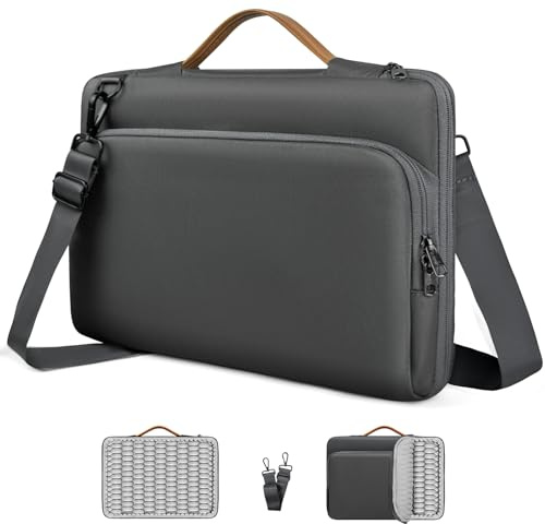 NIMOSA Laptoptasche 15.6 Zoll mit Full-Air Cushion Schutz, Wasserdichte Laptop Arbeitstasche, mit Schulterriemen Aktentasche Herren，Metallschließen YKK-Reißverschluss