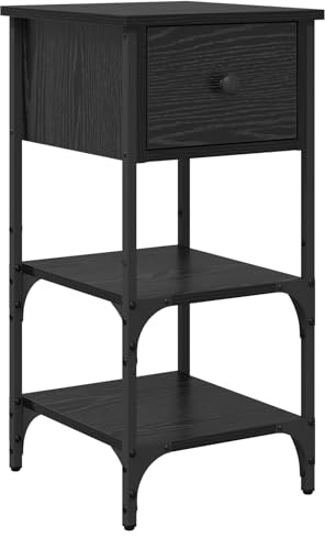 vidaXL Nachttisch Schwarz Eichen-Optik 33,5 x 36 x 70 cm Holzwerkstoff, Moderner Nachttisch, rustikaler Beistelltisch, recyceltes Holz, kompakt, funktionell, stabile Bauweise
