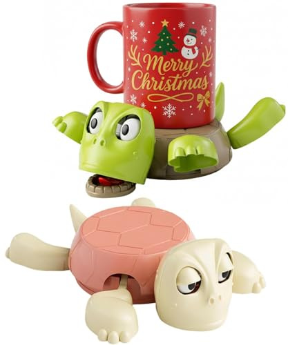 Turtle Coaster, 3D Printed Funny Tea Coasters with Interactive Expression, Turtle Cup Holder, Insulated Drink Mat for Coffee and Wine Glasses, Home Decor and Kitchen Accessories (2pcs-Green/Pink)