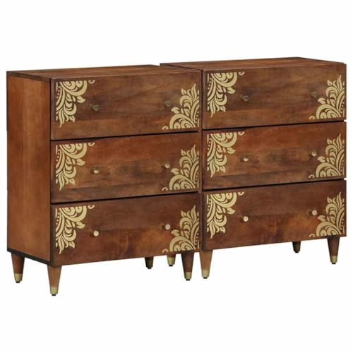 Sideboard aus massivem Mangoholz mit verstellbaren Regalen und Schubladen, eleganter Aufbewahrungsschrank für Wohnzimmer oder Esszimmer, modernes Design