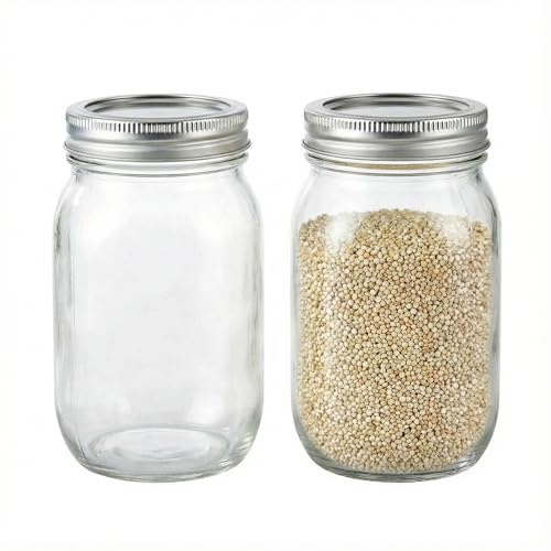 Shteriva 2er Set Einmachgläser 500 ml – Mason Jars mit zweiteiligem luftdichtem Deckel, Schraubgläser für Meal Prep, Marmelade, Honig, Overnight Oats