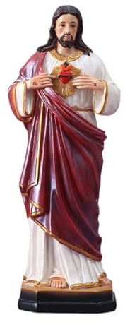 LOVIVER Jesus-Statue mit dem Heiligen Herzen für die Heimdekoration, Sammlerstücke, Jesusfigur, religiöse Dekoration für Schreibtisch, Landhausstil,