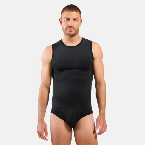 Odlo Funktionsunterwäsche Performance Light Tanktop Ärmellos für Herren | Baselayer, Funktionsshirt, Singlet, Rundhals Kurzarmshirt für Wandern, Outdoor & Sport, Taillierte Passform