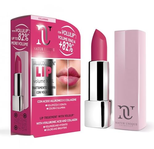 NU - IALUCOLLAGEN LIP VOLUME XXXL Ciclamino | Trattamento Labbra con Acido Ialuronico, Collagene e Portulaca | Formula Naturale Tecno-Filler | Idratante, Levigante, Rimpolpante | Made In Italy | 4.2ML