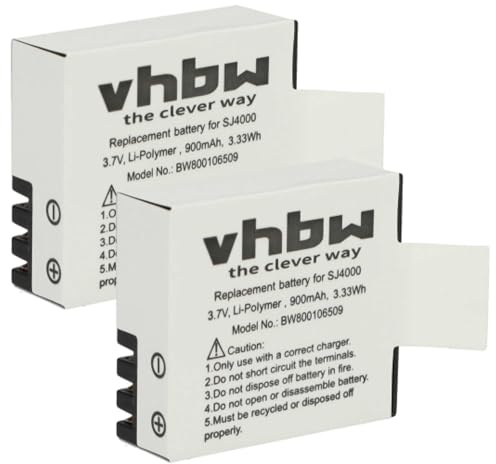 vhbw 2X Akku kompatibel mit Rollei Actioncam 625 Videokamera Camcorder (900 mAh, 3,7 V, Li-Polymer) + Infochip
