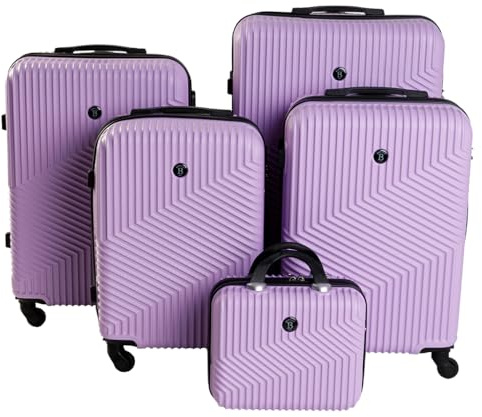 BERTOO Milano Koffer-Set 5-teilig lila - Hartschalenkoffer ABS | Reisekoffer mit Rollen & Schloss |Koffer groß|Koffer mittelgroß|ryanair handgepäck