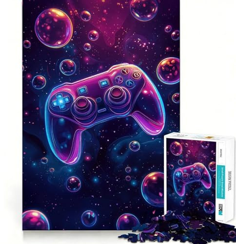 Neon Game Controller in Space Bubbles Puzzles für Teenager 1000 Teile Logik Zug Spielzeug Gemütlich Entspannend Glatt geschnitten Festival Geschenk (50x75cm)