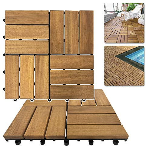 NAIZY 22 piastrelle in legno per terrazze, 30 x 30 cm, piastrelle per balconi, giardini, drenaggi, terrazze, con sistema a clic per esterni