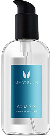 Me You Us Aqua Slix Water-Based Lubricant 250ml – Long Lasting Silky Lube for Sex – Sensitive Skin Friendly Paraben-Free – Safe with Condoms & Sex Toys – Non-Sticky Easy Clean Formula