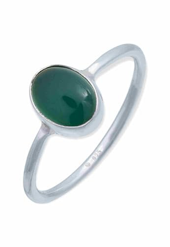 mantraroma Ring Silber 925 Damen grünen Onyx Edelstein grün schlicht modern