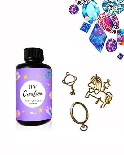 Resin Pro UV-Creation - UV-Harz für Schmuck, DIY, Schmuckherstellung, Ringe, Armbänder, Halsketten, Ohrringe, kompatibel mit Farbpasten und Pigmenten, schnell trocknend (100 ml) ﻿