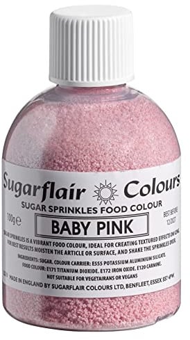 Sugarflair Baby Pink Edible Glitter Sugar Sprinkles - for Cake Decorating, Sprinkle on Cakes, Cupcakes Treats, Desserts Ice Cream and Deserts - 100g