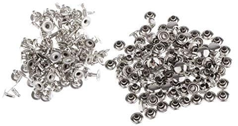 WedDecor Tubular Single Cap Rivets Studs for Leather Craft Repairing Decoration Scrapbooking DIY Project Art & Craft Fastener, Brass, 10mm, Silver, 100pcs