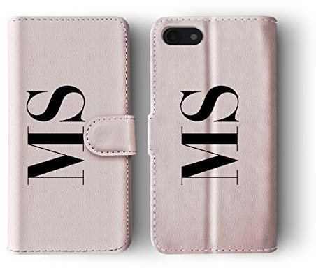 Tirita Personalised Initials Custom Wallet Leather Flip Phone Case Compatible with iPhone Xr PRINTED GLITTER, NOT REAL GLITTER Fashion Stylish Monogram Black Font Black