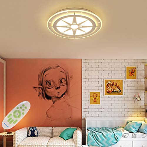 JINWELL Runde Deckenleuchte Für Kinder Compass Led Deckenlampe Fernbedienung Acryl Lampenschirm Jungenzimmer Schlafzimmer Esszimmer Kinderzimmer Kreatives Wohnzimmer Augenschutz Lampe,Dimming,42CM20W