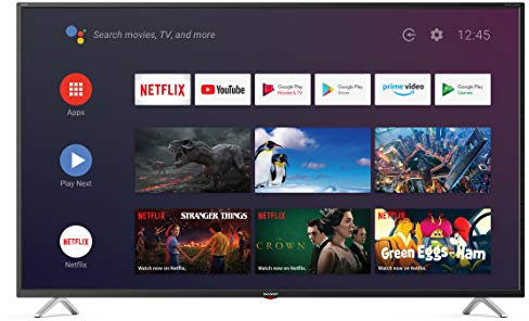 SHARP 4T C50BL3KF2AB 50 Inch 4K Smart TV, UHD HDR Android TV with Chromecast Built-in, Harman/Kardon Speakers, 4 x HDMI, 2 x USB, Freeview Play and Wireless Bluetooth Streaming - Black