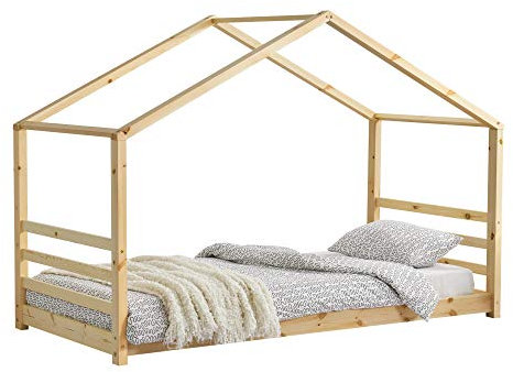 [en.casa] Kinderbett Vardø mit Lattenrost Hausbett Holz 90 x 200 cm Bettenhaus Bett Jugendbett