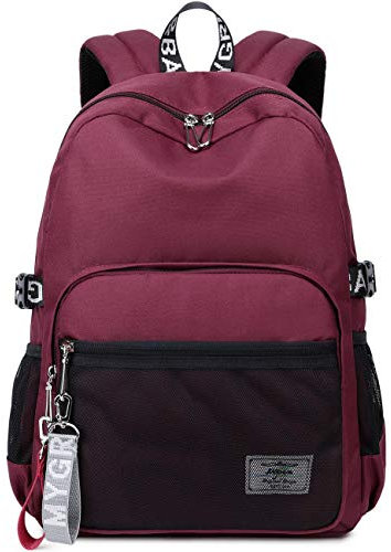mygreen Kinder-Rucksack, Kawaii-Mädchen-Rucksack für Schule im Alter von 8–12 Jahren, Weinrot, Mesh, 14 Zoll Laptop, 17 inch Laptop, Rucksack für Jungen und Mädchen, für Schule, Reisen, Outdoor