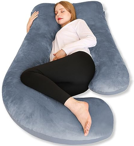 Chilling Home Pregnancy Pillow, 55 inches Maternity Pillow for Pregnant Women, Comfortable J Shaped Full Body Pillow Pregnancy Pillows for Sleeping, with Washable Cover (Grey)