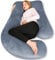Chilling Home Pregnancy Pillow, 55 inches Maternity Pillow for Pregnant Women, Comfortable J Shaped Full Body Pillow Pregnancy Pillows for Sleeping, with Washable Cover (Grey)