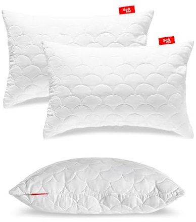 Softimi Gestepptes Premium Kissen 2er Set 30x50 cm Antiallergisch - Anti-Milbe - Geruchlos sofort verwendbar - Mit Härteeinstellung (2er Set 30x50 cm)