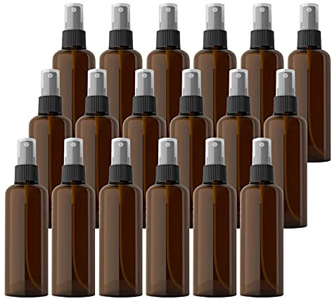 TIANZD 50 Pieces Empty 100 ml Brown PET Plastic Fine Mist Pump Spray Bottles with Black Top Portable Sprayer for Perfume Water Cosmetic Travel Containers Refillable, 2X Funnel