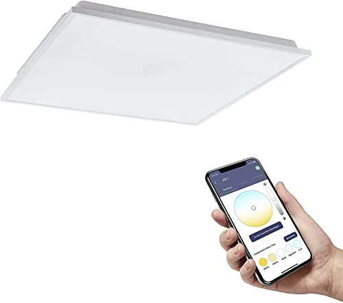 EGLO connect.z Smart-Home LED Panel Herrora-Z, Deckenlampe L x B 59,5 cm, ZigBee, App und Sprachsteuerung Alexa, Lichtfarbe einstellbar (warmweiß-kaltweiß), dimmbar