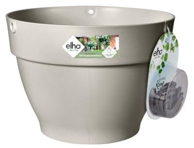 elho Vibia Campana Hängeampel 26 - Blumentopf Hängend - Pflanzentopf für Außen - Ø 26.0 x H 18.4 cm - Weiß/Seidenweiß