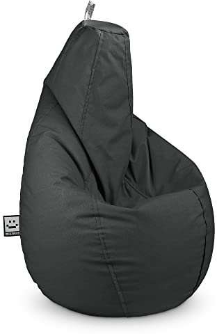 Happers Sitzsack XXL Modell Birne aus mattem Naylim Grau. Outdoor und Indoor