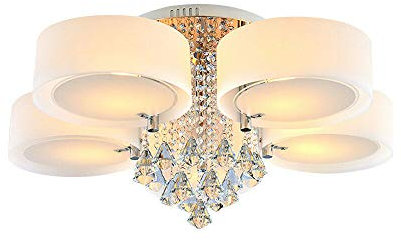 Kristall Deckenlampe E27 LED Hängeleuchte Kronleuchter 3-7 Flammig Modern Kronleuchter Dimmbar Kronleuchter, Pendelleuchte Mit Fernbedienung Wohnzimmer Kristalldekoration (B-Form)