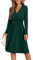 GRECERELLE Womens Autumn Wrap Dress Ladies Casual Long Sleeve V-Neck Midi Dresses for Women (Dark Green, XL)
