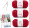 Gründl Strickset 3 x 100 g Shetland Wolle Strickgarn + Nadel 7 - 8 + Anleitung zum selber Stricken, 30 x 20 x 8 cm, rot