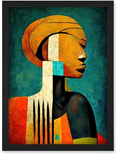 Doppelganger33 LTD Modern African Abstract Gold & Bold Artwork Framed Wall Art Print A4