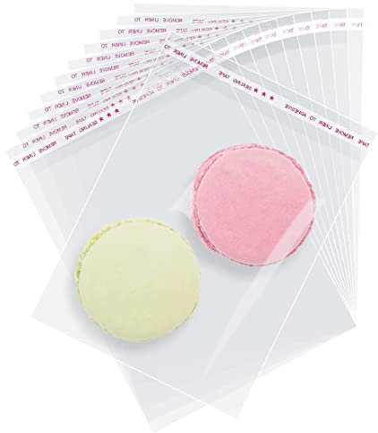 200 Pièces Sacs de Cellophane Sachet Plastique Transparent Sac Auto-adhésif Petit Sac Alimentaire Transparent OPP Sachet en Plastique pour Bonbons Biscuits 6 x 9 cm