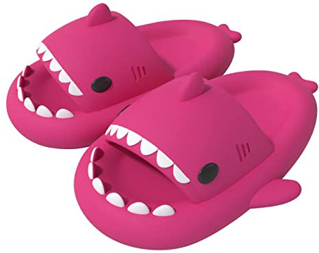 ChayChax Ciabatte Squalo Estive Open Toe Donna Uomo Bambini Coppia Ciabatte da Doccia con Squali Simpatico Cartone Animato, Sandali da Doccia Antiscivolo，Squalo Rosa，42/43 EU