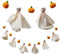 Glaciart One Filz-Geister + Kürbis-Girlande – einfach aufzuhängende Halloween-Party-Banner Dekoration – Herbst-Dekor, 100 % neuseeländische Wolle, handfilzt in Nepal – 1,2 m lang, 6 Geister, 7