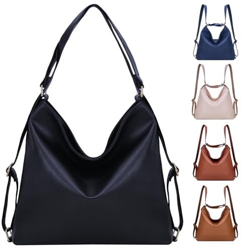 ARNTY Rucksack Damen,Handtasche Rucksack Tasche 2 in 1, Schultertasche für Arbeit, Reisen, Ausflug(Schwarz)