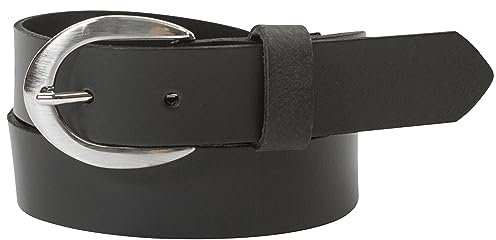 fashionchimp Basic Damengürtel aus 100% echtem Leder, glänzende Gürtel-Schließe, Breite ca. 2,8cm, Made In Germany (Grau-Mistral, 120/BW105)