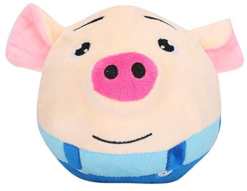 Pet Bouncing Jump Ball, USB Electric Interaction Washable Sing Cute Dog Toys, Cartoon Washable Plush Pig Dog Toy for Puppy, Vocal Electric Interactive USB Rechargeable Bored Relief Toy for Dogs(Pink)